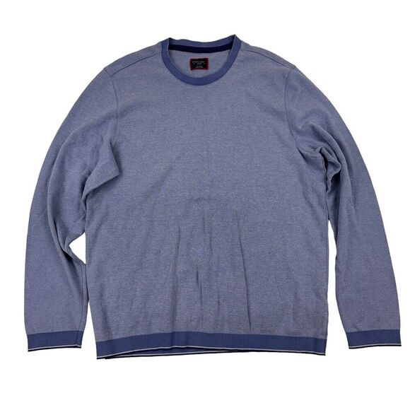 UNTUCKit ANDREWS Blue Pullover Sweater Long Sleeve Crew Neck Cotton Sz L - Picture 1 of 8